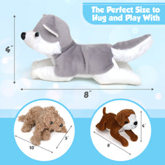 Cute Stuffed Animals for Girls and Boys, Plush and Cuddly Puppy Dog Toys for Kids with Husky, Labradoodle, and Bulldog