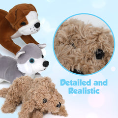 Cute Stuffed Animals for Girls and Boys, Plush and Cuddly Puppy Dog Toys for Kids with Husky, Labradoodle, and Bulldog