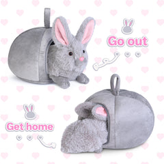 Plush Stuffed Toy Animal Rabbit House Set - Soft and Cuddly Bunny Plushie, 8 Inches