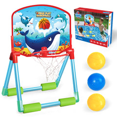 Floating Pool Basketball Hoop - Poolside Game with 3 Water Balls.