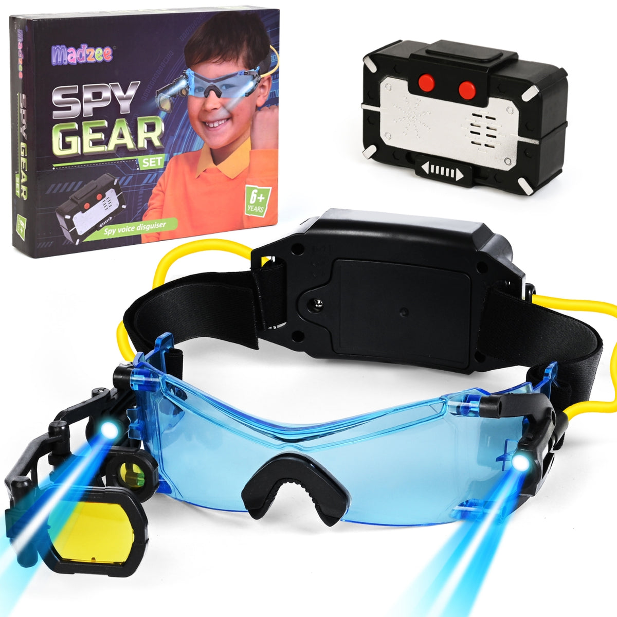 Spy Gear Toy Set for Kids – LED Night Vision Goggles for Kids with Micro Voice Disguiser