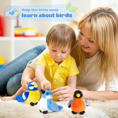 3 Pcs Plush Birds Set, Stuffed Animal Bird Toy Gifts for Kids