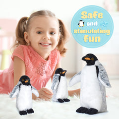 3 Pieces Plush Penguin Set, Mom and Babies, Stuffed Animal Toy Gifts for Kids