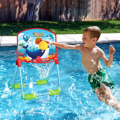 Floating Pool Basketball Hoop - Poolside Game with 3 Water Balls.