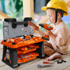 Kids Tool Set, 63 Piece Toddler Tool Set with Tool Box & Electric Toy Drill, Pretend Play Tools Construction Tool Set for Kids