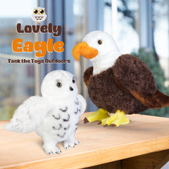 Plush Eagle and Owl Set, Stuffed Bald Eagle and Snowy Owl, Stuffed Animal Toy Gifts for Kids