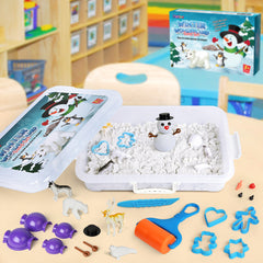 Winter Wonderland Snow Sand Playset, Creativity Toy Sensory Bin with Arctic Animal Figures, 2 Lbs of Sand and Snowman Molds