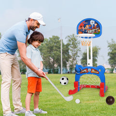 4-in-1 Kids Sports Center, Basketball, Soccer, Golf, Ring Toss Game Playset, Indoor and Outdoor Sports Center for Toddlers