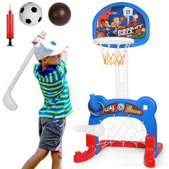 4-in-1 Kids Sports Center, Basketball, Soccer, Golf, Ring Toss Game Playset, Indoor and Outdoor Sports Center for Toddlers