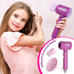 Girls Beauty Hair Salon Toys for Girls, Pretend Play Hair Stylist Toy Kit with Hairdryer, Pretend Play Hair Styling Toy Playset