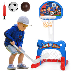 4-in-1 Kids Sports Center, Basketball, Soccer, Golf, Ring Toss Game Playset, Indoor and Outdoor Sports Center for Toddlers