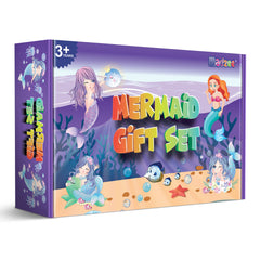 Mermaid Gift Set - Plush Squishy Notebook, Pen, 3D Stickers, Slap Bracelet & Keychain