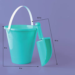 8 Inch Beach Sand Pails and Shovels - Includes 3 Sand Shovels and 3 Pail Buckets