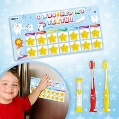 Reward Chart for Kids with Tooth Brush, Sand Timer – 2Pcs Soft Bristle