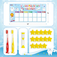 Reward Chart for Kids with Tooth Brush, Sand Timer – 2Pcs Soft Bristle